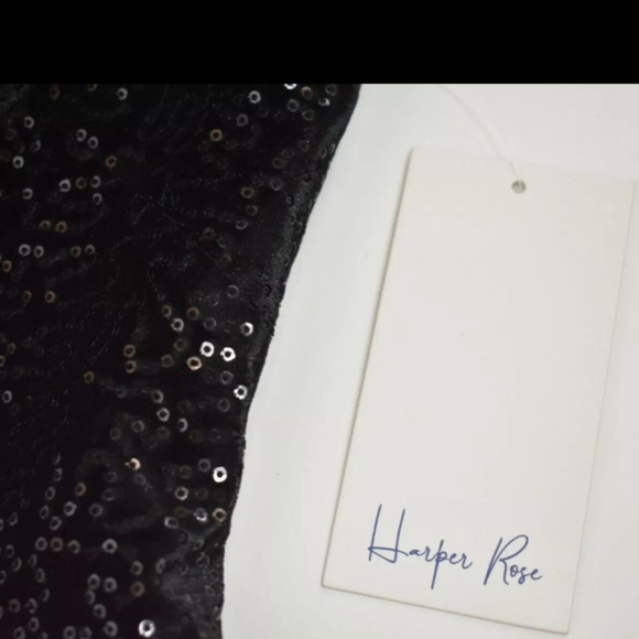 Harper Rose Sequin Bodice Black Jumpsuit Short Sleeves Size 8 NWT MSRP $138 - Picture 10 of 11